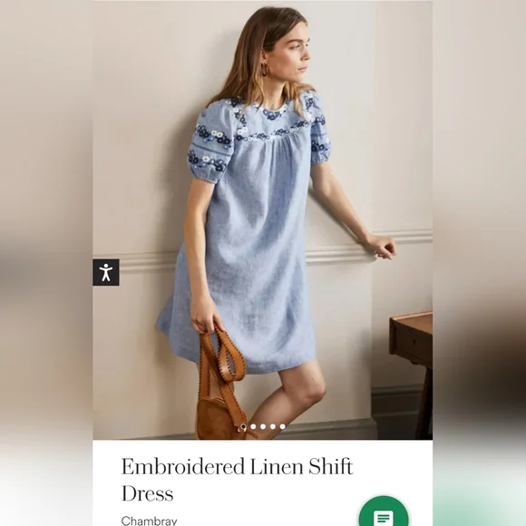 Boden | Dresses | Boden Blue Floral Embroidered Linen Shift Dress With  Pockets Size 8l | Poshmark
